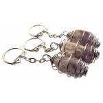 Dogtooth Chevron Amethyst Gemstone Spiral Keyring