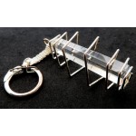 Quartz Obelisk Square Silver Coloured Spiral Keyring