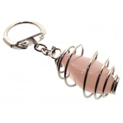 Rose Quartz Gemstone Spiral Keyring