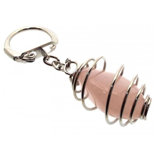 Rose Quartz Gemstone Spiral Keyring