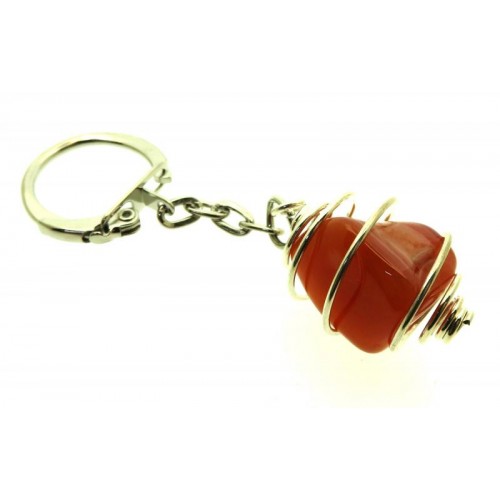 Carnelian Gemstone Spiral Keyring