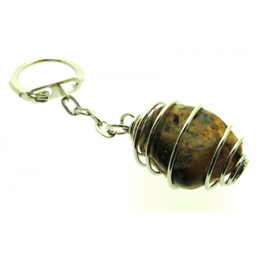 Merlinite Gemstone Spiral Keyring