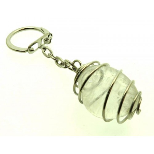 Clear Quartz Gemstone Spiral Keyring