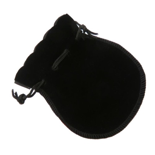 Black Velveteen Plain Drawstring Pouch