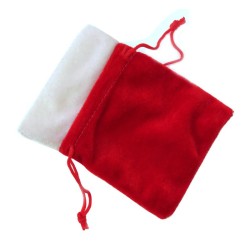 Red Velveteen Christmas Style Drawstring Pouch Small