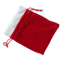 Red Velveteen Christmas Style Drawstring Pouch Medium