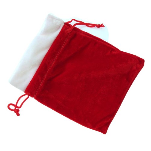 Red Velveteen Christmas Style Drawstring Pouch Medium