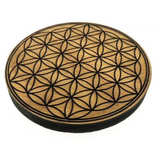 Oak Veneer Flower of Life Crystal Grid Board