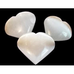 Selenite Gemstone Carved Puff Heart