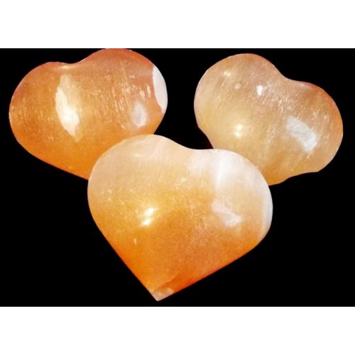 Orange Selenite Gemstone Carved Puff Heart