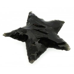 Hand Knapped Black Obsidian Gemstone Star