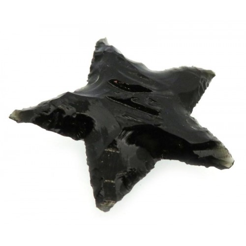 Hand Knapped Black Obsidian Gemstone Star