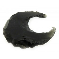 Hand Knapped Black Obsidian Gemstone Moon