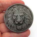 Silver Sheen Obsidian Carved Lion Talisman