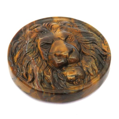 Tigers Eye Carved Lion Talisman 04