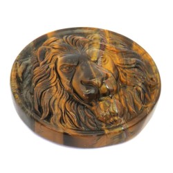 Tigers Eye Carved Lion Talisman 05