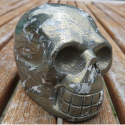 Pyrite Carved Skull Long Design 02