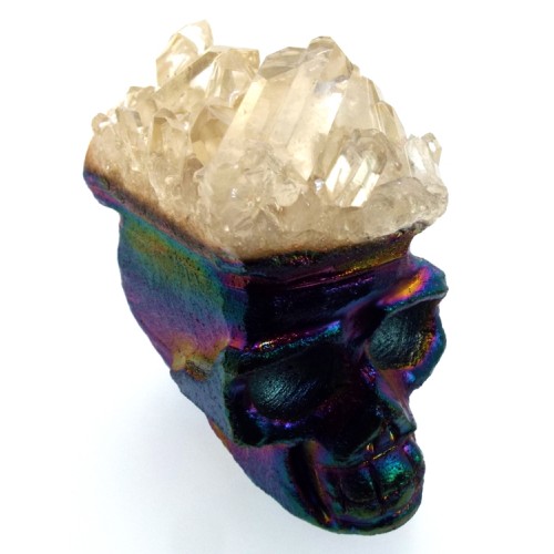 Titanium Aura Quartz Skull 04