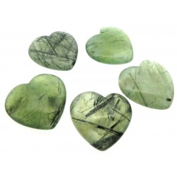 Single Prehnite Carved Puff Heart 28mm to 30mm