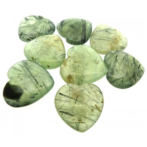 Single Prehnite Carved Puff Heart 30mm to 35mm