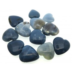 Single Andean Blue Opal Carved Puff Heart 18mm to 23mm