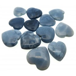 Single Andean Blue Opal Carved Puff Heart 28mm to 32mm