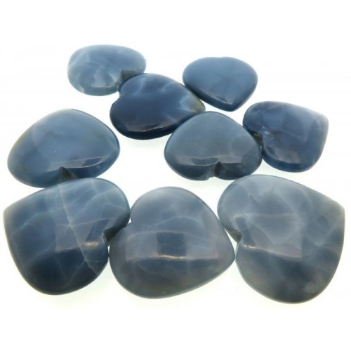 Single Andean Blue Opal Carved Puff Heart 32mm to 38mm