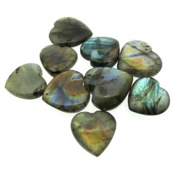 Single Labradorite Carved Puff Heart 22mm to 26mm