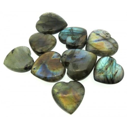 Single Labradorite Carved Puff Heart 22mm to 26mm