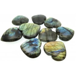 Single Labradorite Carved Puff Heart 32mm to 39mm