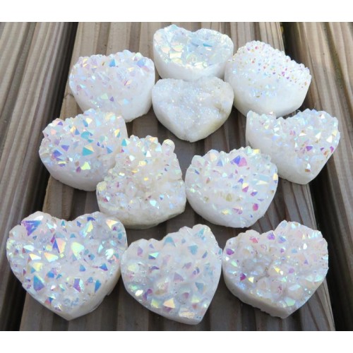 Small Angel Aura Quartz Gemstone Cluster Heart