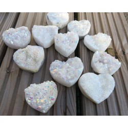 Medium Angel Aura Quartz Gemstone Cluster Heart