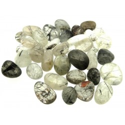 100gms Small Black Tourmalated Quartz Tumblestones