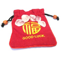 Good Luck Mojo Bag with Clear Quartz Red