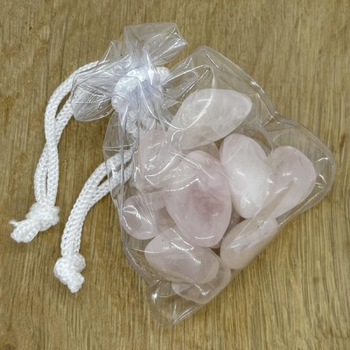 10 x Rose Quartz Tumbled Gemstones with Pouch