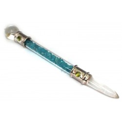 Glass Pipe Healing Wand with Apatite Chips