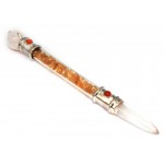 Glass Pipe Healing Wand with Citrine Chips