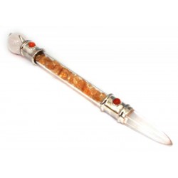 Glass Pipe Healing Wand with Citrine Chips