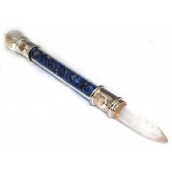 Glass Pipe Healing Wand with Lapis Lazuli Chips