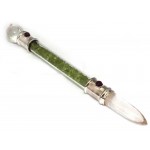 Glass Pipe Healing Wand with Peridot Chips