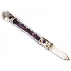 Glass Pipe Healing Wand with Sugilite Chips