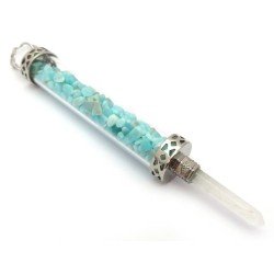 Glass Pipe Fancy Wand with Amazonite Chips