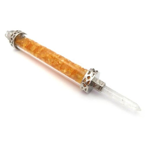 Glass Pipe Fancy Wand with Citrine Chips