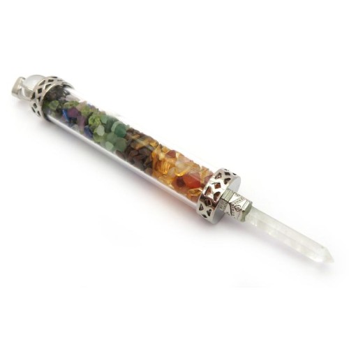 Glass Pipe Fancy Wand with Chakra Chips