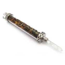 Glass Pipe Fancy Wand with Tigers Eye Chips