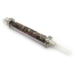 Glass Pipe Fancy Wand with Tourmaline Chips