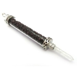 Glass Pipe Fancy Wand with Garnet Chips