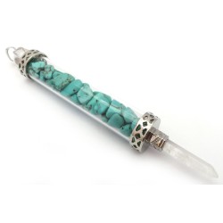 Glass Pipe Fancy Wand with Turquenite Chips