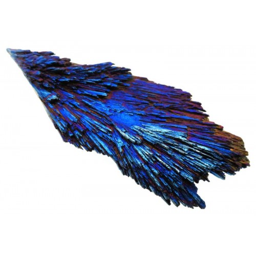 Kyanite Gemstone Peacock Aura Coated Fan 01