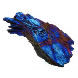 Kyanite Gemstone Peacock Aura Coated Fan 15